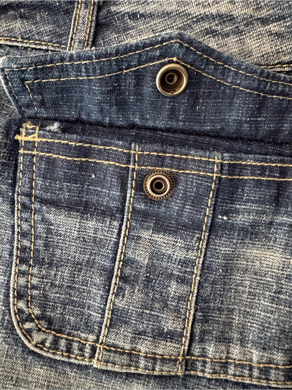 YMI Blue Denim Mini Skirt. Zipper Flaw- See Details Below. - Picture 3 of 14